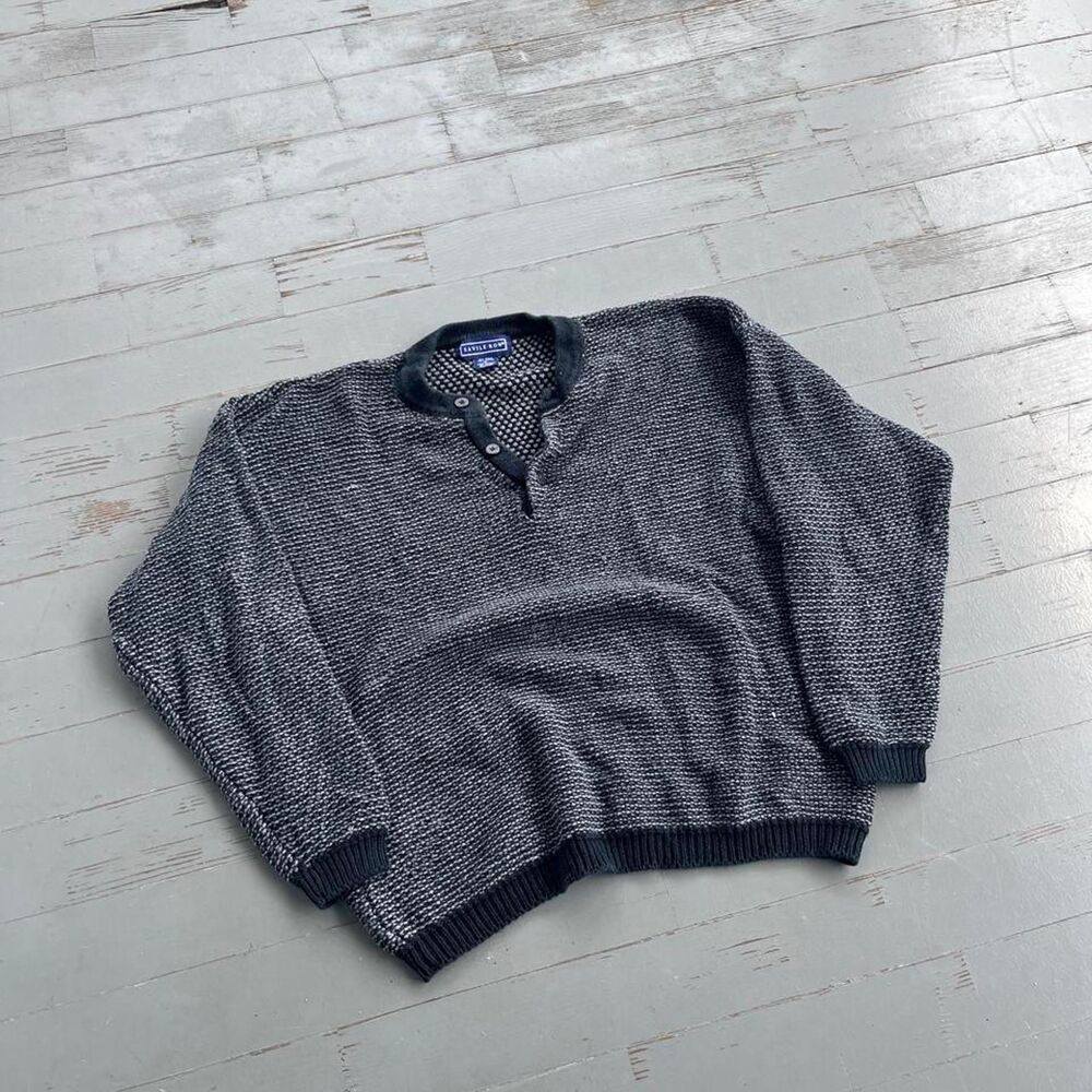 Savile Row Old Money Y2K Heavyweight Henley Sweater
